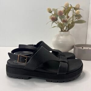 Vionic Alondra Lug T-Strap Comfort Sandal Black Sling Back Buckle Women's 8